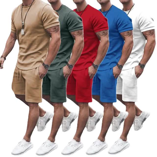 Men's Casual Activewear Running T-Shirt Shorts Set