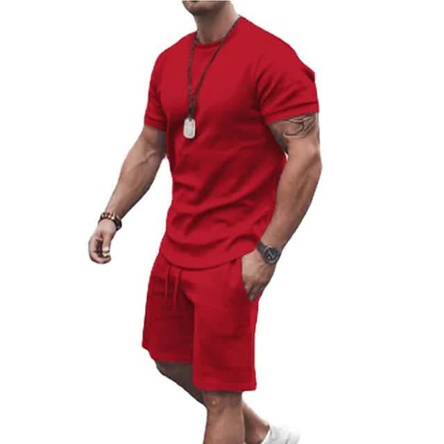 Men's Casual Activewear Running T-Shirt Shorts Set